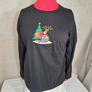 Carolyn Taylor Black Long Sleeve Xmas T-Shirt Woman's Size 2X
